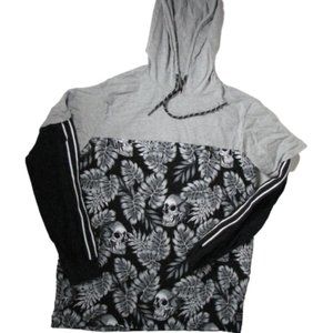 Westy Skull Hooded Shirt Black Gray XL Men